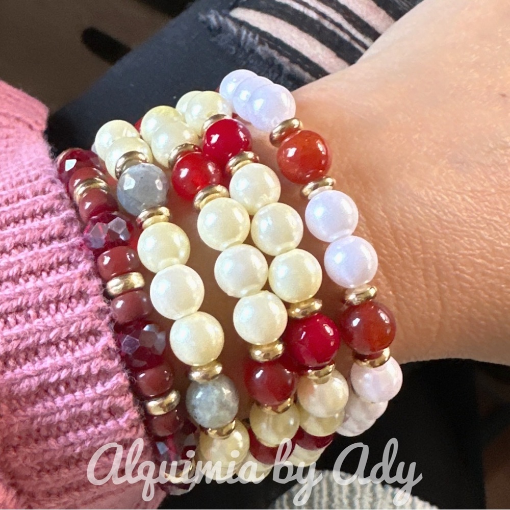 Alquimia silver western red mountain jasper hand crafted beaded bracelet - Picture 3 of 3